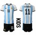 Argentina Angel Di Maria #11 Hjemmedraktsett Barn VM 2022 Korte ermer (+ Korte bukser)